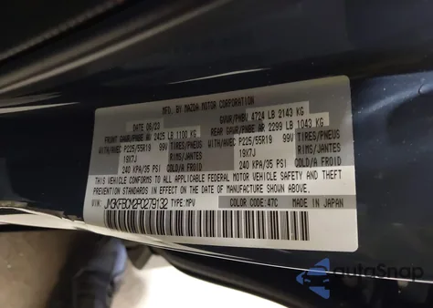 2023 Mazda Cx-5 2.5 S Carbon Edition z USA, uszkodzony, nr VIN JM3KFBCM2P0279132